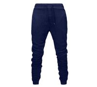 Sweatpants for Men Solid Color Pockets Drawstring Casual Pants Versatile Sports Oversized Running Long Trousers C-523 Navy S