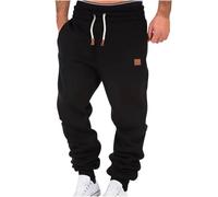 Sweatpants for Men UK Casual Cargo Pants Drawstring Elasticated Waist Joggers Trousers Solid Lightweight Outdoor Walking Climbing Athletic Pants Black L