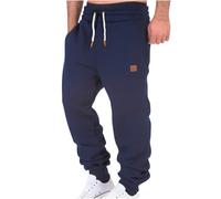 Sweatpants for Men UK Casual Cargo Pants Drawstring Elasticated Waist Joggers Trousers Solid Lightweight Outdoor Walking Climbing Athletic Pants Dark Blue L