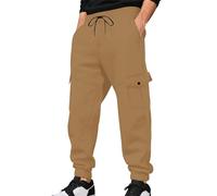 Sweatpants for Men UK Classic Cuffed Padded Cargo Trousers Elasticated Waist Tracksuit Bottoms Wide Leg Relaxed fit Comfy Trousers with Multi Pockets Casual Mens Activewear Sweatpants Khaki