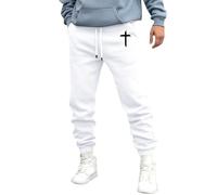 Sweatpants for Men UK Classic Solid Cuffed Joggers with Pockets Elasticated Waist Drawstring Bottoms Wide Leg Comfort Trousers Casual Smart Relaxed Fit Mens Lightweight Activewear Sweatpants White