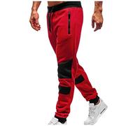 Sweatpants for Men UK | Colorblock Joggers Tracksuit Trousers | Elasticated Waist Sweat Drawstring Pants | Lace-Up Casual Rugby Chino Trousers | Gym Tracksuit Bottoms for Men with Zip Pockets Red