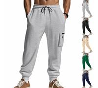 Sweatpants for Men UK, Loose Fit Cuffed Joggers with Zip Pockets, Mens Tracksuit Bottoms Elastic Waist, Regular Fit Lightweight Mens Activewear, Smart Stretch Walking Drawstring Trousers Grey