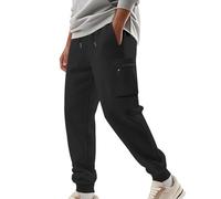 Sweatpants for Men UK, Loose Fit Cuffed Joggers with Zip Pockets, Mens Tracksuit Bottoms Elastic Waist, Regular Fit Lightweight Mens Activewear, Smart Stretch Walking Drawstring Trousers Black