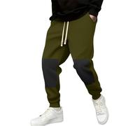 Sweatpants for Men UK Wide Leg, Classic Patchwork Sweatpant Elasticated Waist, Regular Fit Drawstring Baggy Trousers with Pockets, Casual Comfy Thermal Trouser Men, Autumn Winter Sweatpants Men Green