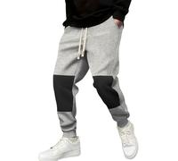 Sweatpants for Men UK Wide Leg, Classic Patchwork Sweatpant Elasticated Waist, Regular Fit Drawstring Baggy Trousers with Pockets, Casual Comfy Thermal Trouser Men, Autumn Winter Sweatpants Men