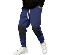Sweatpants for Men UK Wide Leg, Classic Patchwork Sweatpant Elasticated Waist, Regular Fit Drawstring Baggy Trousers with Pockets, Casual Comfy Thermal Trouser Men, Autumn Winter Sweatpants Men Navy