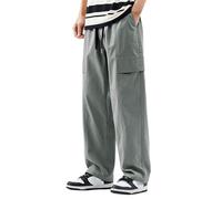 Sweatpants for Men UK Wide Leg, Solid Comfy Sweatpants Elasticated Waist, Regular Fit Drawstring Baggy Trousers with Pockets, Casual Loose Fit Jogging Trouser Men, All Season Sweatpant Men Grey