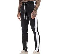 Sweatpants for Men | Zipped Trouser Legs Joggers Tracksuit Bottoms | Colorblock Drawstring Golf Sweat Pants | Slim Fit Lace Up Track Suit Trousers | Gym Running Sports Bottoms for Men Black