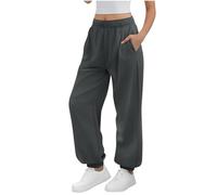 Sweatpants for Women Lightweight Inside Waist Drawstring Baggy Trousers with Pockets Casual Comfy Autumn Winter Warmth Buttoms Fashionable Workout Hiking Jounge Sweat Pants Dark Gray