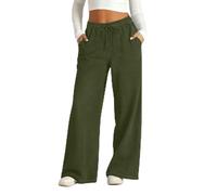 Sweatpants Jeans Womens Wide Leg Jeans for Women UK High Waisted Drawstring Pull On Ladies Stretchy Tummy Control Denim Pants Baggy Straight Leg Boyfriend Trendy Going Out Denim Trousers