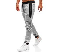 Sweatpants Mens | Elasticated Waist Joggers Track Suit Trousers | Zip Pockets Colorblock Sweat Pants | Casual Lace Up Harem Sports Pants | Gym Running Tracksuit Bottoms for Men Grey