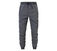 Sweatpants Mens, Mens Casual Hip Hop Pants Solid Color Track Cuff Lace Up Workout Pants With Pocket (Dark Gray, M)