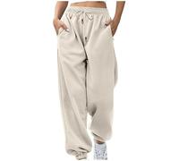 Sweatpants Womens Cinch Bottom Plain Trousers High Waisted Baggy Joggers Lounge Pants Sports Tracksuit Bottoms Elastic Waist Trousers for Casual Hip Hop, Gym and Jogging