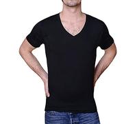 Sweatproof Anti Sweat Undershirt for Men, V-Neck, Black, Micromodal (Large)