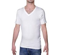 Sweatproof Anti Sweat Undershirt for Men, V-Neck, White, Micromodal (Extra Large)
