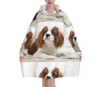 Sweatshirt Blanket,Flannel Pullover Blanket,Women's Wearable Blanket Hoodie, Cavalier King Charles Spaniel Brown Spaniel