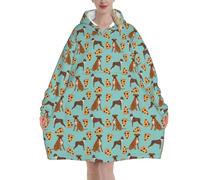 Sweatshirt Blanket,Women's Wearable Hoodie Fit Most People Flannel Pullover Blanket,Boxer Dog