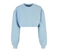Sweatshirt crop embroidered with flowers large sizes woman Urban Classics Bleu 4XL