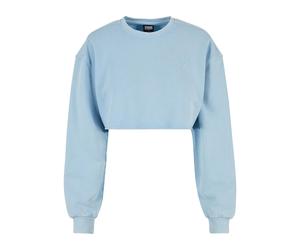 Sweatshirt crop embroidered with flowers large sizes woman Urban Classics Bleu 5XL