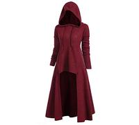 Sweatshirt Dress Hoodies For Women | Retro Ethnic Style Long Jackets Solid Color Hooded Gothic Cardigans Long Sleeve Plus Size Overcoats Lightweight Zip Up Hoodie Autumn Oversized Sweater Red