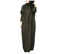 Sweatshirt Dresses For Women Uk | Muslim Dresses For Women Party Elegant Hijab Burka Long Sleeve Casual Prayer Dress Drawstring Pullover Hoodies Solid Color Hiking Hoodies Comfy Kaftan Robe Green