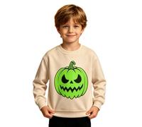 Sweatshirt for Boys Age 1-10 Years Halloween Graphic Sweatshirt for Boys Glow in The Dark Ghosts Pumpkins Print Pullover Tops Autumn Winter Warm Jumper Clothes Khaki