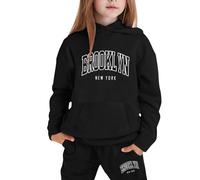 Sweatshirt for Kids Unisex 2 Piece Lounge Suit Set Children Fashion Winter Spring Tie Dye Fleece Hooded Baseball Plain Top Bottoms Long Sleeve Outfits Sport Streetwear Age 5-14 Years Black