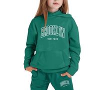 Sweatshirt for Kids Unisex 2 Piece Lounge Suit Set Children Fashion Winter Spring Tie Dye Fleece Hooded Baseball Plain Top Bottoms Long Sleeve Outfits Sport Streetwear Age 5-14 Years Dark Green