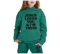 Sweatshirt for Kids Unisex 2 Piece Oversized Outfit Casual Athletic Jogging Pants Bottom Girls Tie Dye Tracksuit Long Sleeve Hooded Winter Outfits Gym Set Boys Green