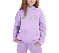 Sweatshirt for Kids Unisex 2 Piece Oversized Outfit Long Sleeve Pullover Jogging Suit Joggers Set Baseball Plain Top Bottoms Y2K Letter Print Preppy Clothes Sport Streetwear Age 5-14 Years Purple