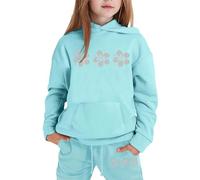 Sweatshirt for Kids Unisex 2 Piece Oversized Outfit Long Sleeve Pullover Jogging Suit Joggers Set Baseball Plain Top Bottoms Y2K Letter Print Preppy Clothes Sport Streetwear Age 5-14 Years Blue