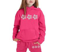 Sweatshirt for Kids Unisex 2 Piece Oversized Outfit Long Sleeve Pullover Jogging Suit Joggers Set Baseball Plain Top Bottoms Y2K Letter Print Preppy Clothes Sport Streetwear Age 5-14 Years Red