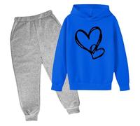 Sweatshirt for Kids Unisex Casual Sweat Jacket Pants Outfits Fashion Winter Spring Jogging Set Track Suit Activewear Gifts Children Age 5-16 Years Blue