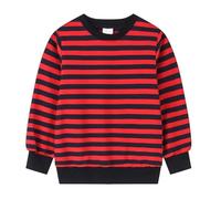 Sweatshirt for Little Girls Stripe Printed Long Sleeves Tops Casual Fleece Jumper Crew Neck Oversized Pullover Toddler Clothes Casual Comfy Fall Winter Warm Sweatshirts Kids Coat