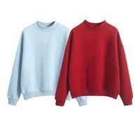 Sweatshirt For Women 2 Pack, Plain Loose Fit Pull On Sweatshirts Casual Mock Neck Pullover Tops Long Sleeve Fall Sweaters Ladies Shirt Casual Easy Solid Color Long-Sleeves Round Neck