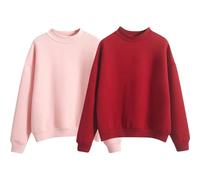 Sweatshirt For Women 2 Pack, Plain Loose Fit Pull On Sweatshirts Casual Mock Neck Pullover Tops Long Sleeve Fall Sweaters Ladies Shirt Casual Easy Solid Color Long-Sleeves Round Neck