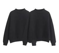 Sweatshirt For Women 2 Pack, Plain Loose Fit Pull On Sweatshirts Casual Mock Neck Pullover Tops Long Sleeve Fall Sweaters Ladies Shirt Casual Easy Solid Color Long-Sleeves Round Neck