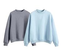 Sweatshirt For Women 2 Pack, Plain Loose Fit Pull On Sweatshirts Casual Mock Neck Pullover Tops Long Sleeve Fall Sweaters Ladies Shirt Casual Easy Solid Color Long-Sleeves Round Neck