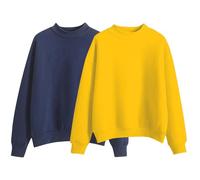 Sweatshirt For Women 2 Pack, Plain Loose Fit Pull On Sweatshirts Casual Mock Neck Pullover Tops Long Sleeve Fall Sweaters Ladies Shirt Casual Easy Solid Color Long-Sleeves Round Neck