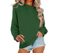 Sweatshirt For Women Casual Oversized Solid Color Long Sleeve Crew Neck Sweatshirt Leisure Plain Regular Fit Cozy Snuggle Preppy Sweatshirts Fall Pullover Sweaters Green M