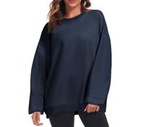 Sweatshirt For Women Uk Ladies Winter Jumpers Long Sleeve Fleece Lined Casual Pullover Tops Blouse Solid Baggy Tees Shirts Streetwear Loose Casual Jumpers Streetwear Navy XL