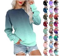 Sweatshirt for Women UK Plus Size Long Sleeve Simple Solid Jumpers Casual Loose Elegant Pullover Trendy Crew Neck Shirt Ladies Tops Lightweight Hoodies Regular Sweat Shirts Army Green S,M,L,XL,XXL