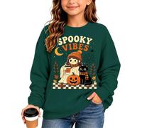 Sweatshirt Girls Long Sleeve Pullover Kids Girls Large Sizes Comfortable Casual Children's Jumper Crew Neck Fleece Funny Pumpkin Party Top for Halloween Costume Outfits
