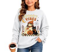 Sweatshirt Girls Long Sleeve Pullover Kids Girls Large Sizes Comfortable Casual Children's Jumper Crew Neck Fleece Funny Pumpkin Party Top for Halloween Costume Outfits