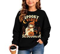 Sweatshirt Girls Long Sleeve Pullover Kids Girls Large Sizes Comfortable Casual Children's Jumper Crew Neck Fleece Funny Pumpkin Party Top for Halloween Costume Outfits