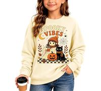 Sweatshirt Girls Long Sleeve Pullover Kids Girls Large Sizes Comfortable Casual Children's Jumper Crew Neck Fleece Funny Pumpkin Party Top for Halloween Costume Outfits