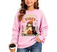 Sweatshirt Girls Long Sleeve Pullover Kids Girls Large Sizes Comfortable Casual Children's Jumper Crew Neck Fleece Funny Pumpkin Party Top for Halloween Costume Outfits