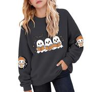 Sweatshirt Girls Oversize Halloween Pullover Children Girls Comfortable Crew Neck Without Hood Jumper Children Fashionable Casual Funny Ghost Sweat Jacket For Teenager Costume