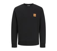 JACK & JONES JJ Brandy Crew Neck Sweatshirt 12279256 Men’s Casual Pullover Long Sleeve Soft Cotton Blend Sweat Top for Everyday Wear, Black Colour, UK Size - L